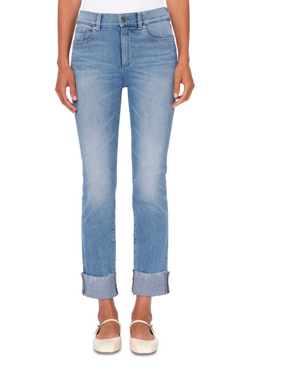 DL1961 Light Blue Cropped Straight Jeans